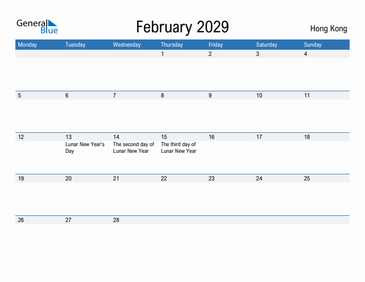 Fillable February 2029 Calendar