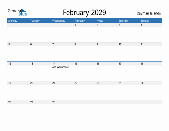 Fillable February 2029 Calendar