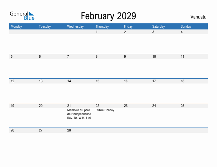 Fillable February 2029 Calendar