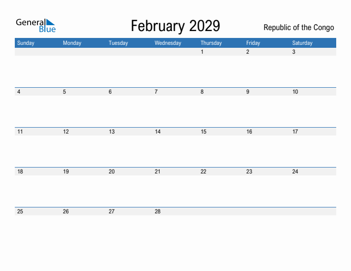 Fillable February 2029 Calendar