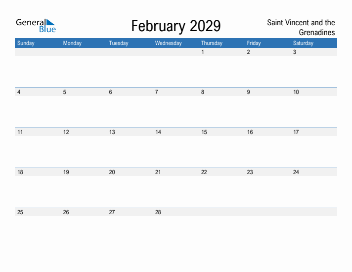 Fillable February 2029 Calendar