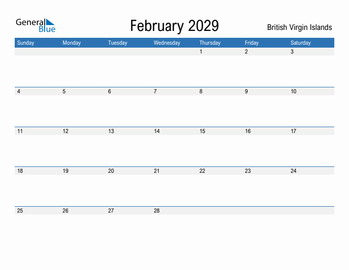 Fillable February 2029 Calendar