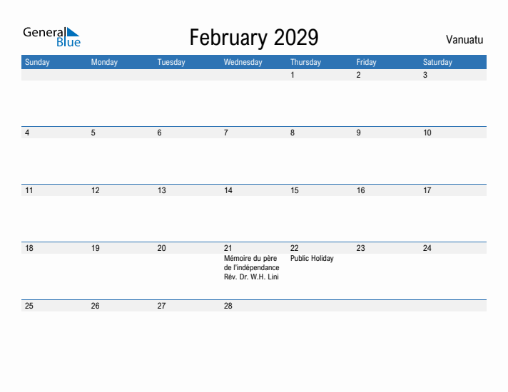 Fillable February 2029 Calendar