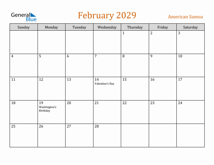 February 2029 Holiday Calendar with Sunday Start