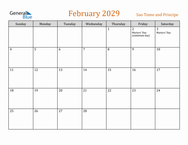 February 2029 Holiday Calendar with Sunday Start