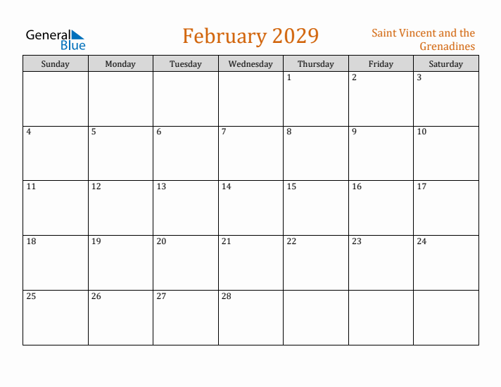 February 2029 Holiday Calendar with Sunday Start