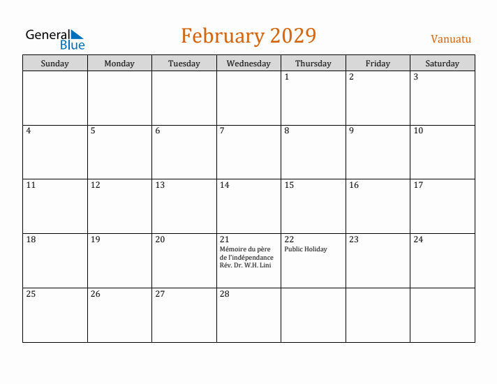 February 2029 Holiday Calendar with Sunday Start