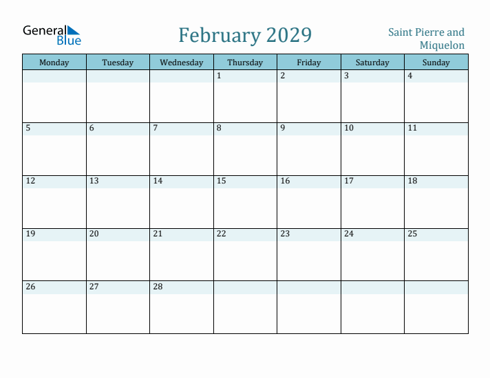 February 2029 Calendar with Holidays
