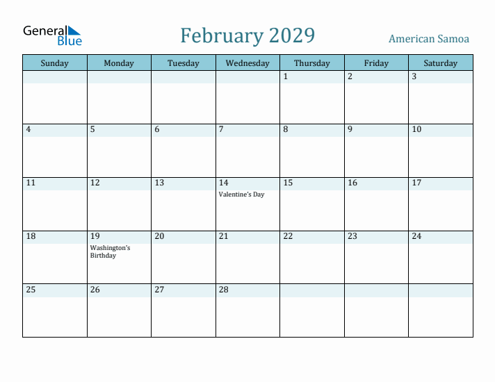 February 2029 Calendar with Holidays