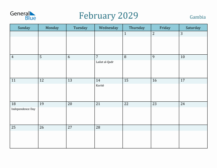 February 2029 Calendar with Holidays