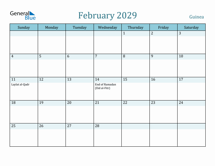 February 2029 Calendar with Holidays