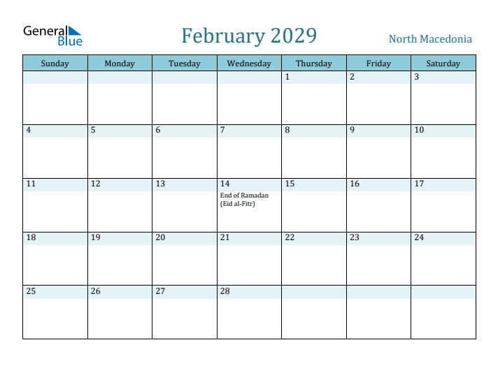 February 2029 Calendar with Holidays