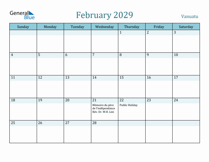 February 2029 Calendar with Holidays