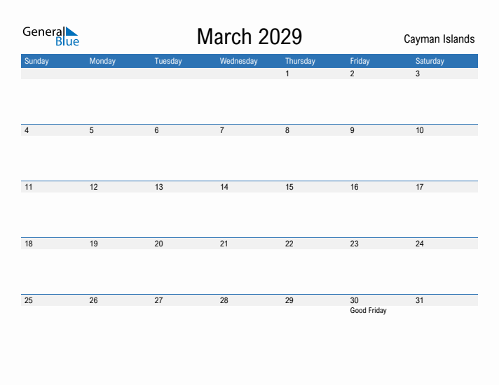 Fillable March 2029 Calendar