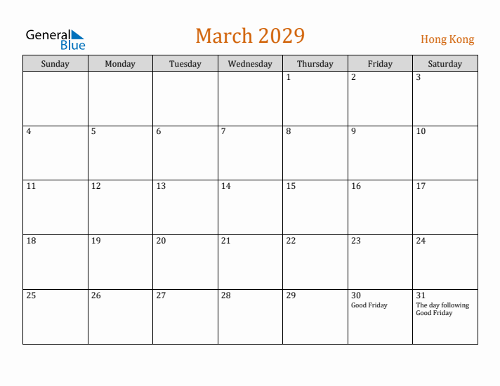 March 2029 Holiday Calendar with Sunday Start
