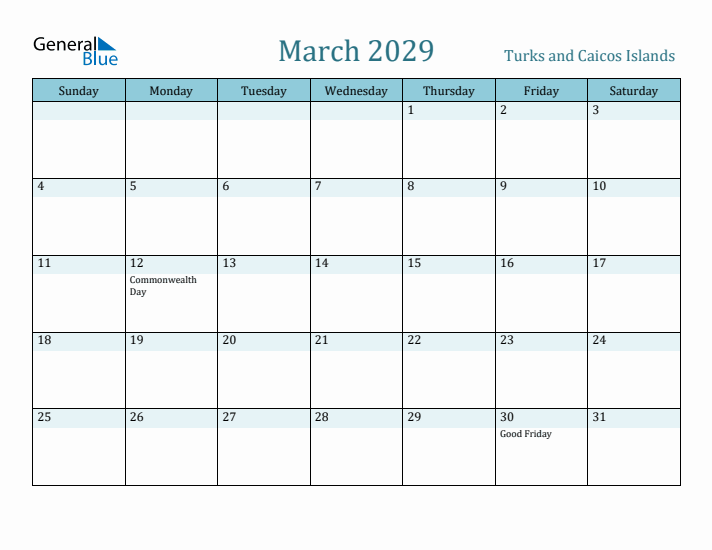 March 2029 Calendar with Holidays