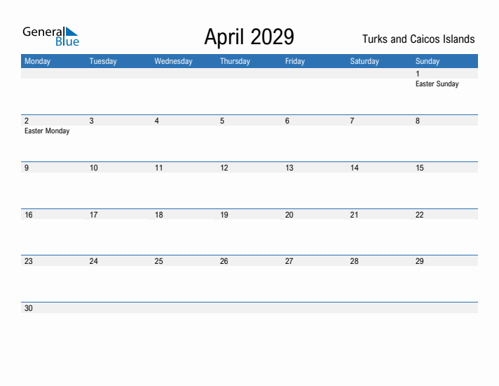 Fillable April 2029 Calendar