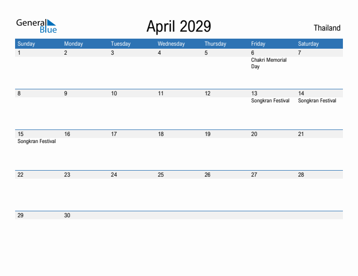 Fillable April 2029 Calendar