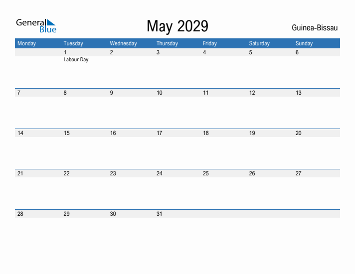 Fillable May 2029 Calendar