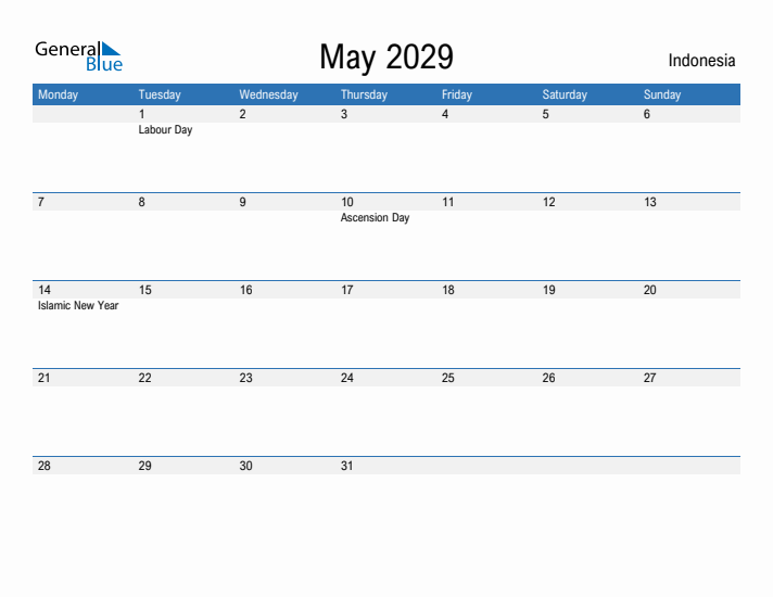 Fillable May 2029 Calendar