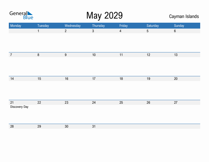 Fillable May 2029 Calendar