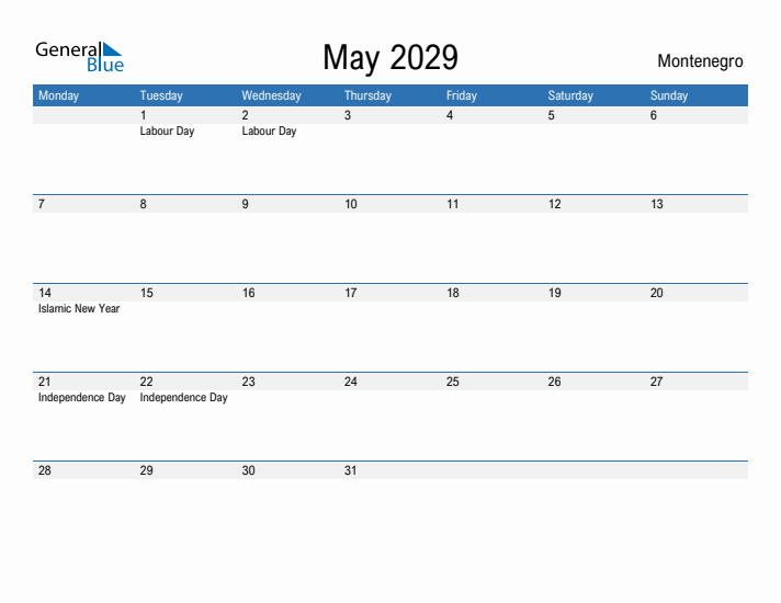 Fillable May 2029 Calendar