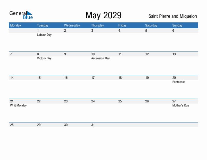 Fillable May 2029 Calendar