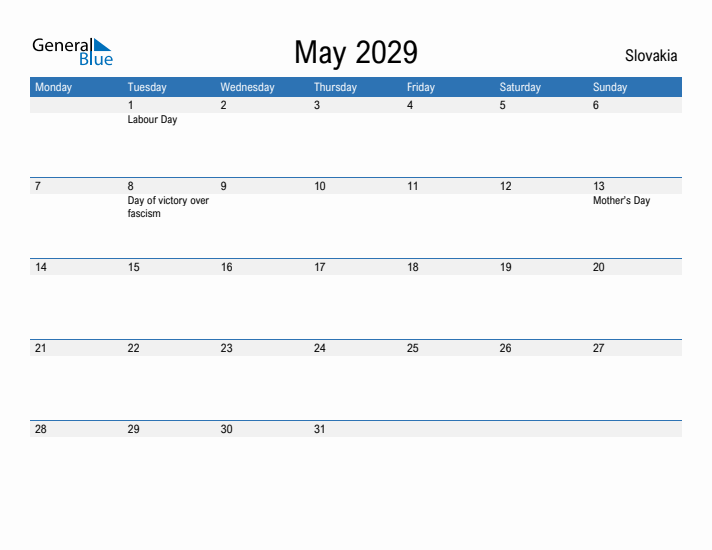 Fillable May 2029 Calendar
