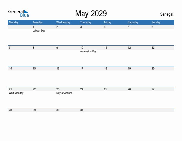 Fillable May 2029 Calendar