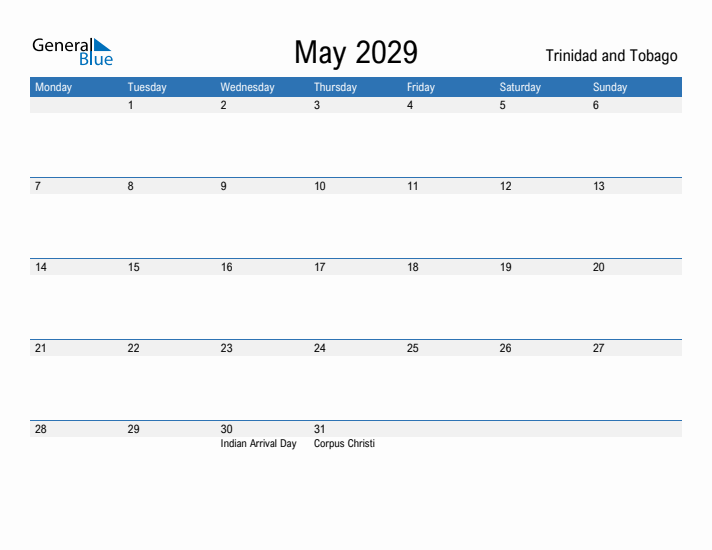 Fillable May 2029 Calendar