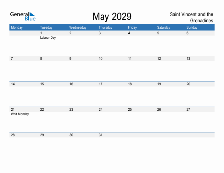 Fillable May 2029 Calendar