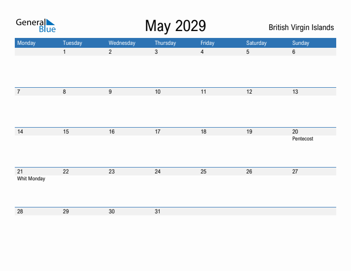 Fillable May 2029 Calendar