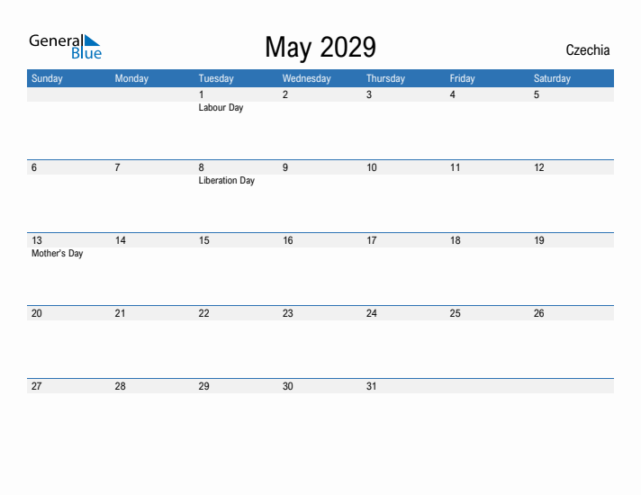 Fillable May 2029 Calendar