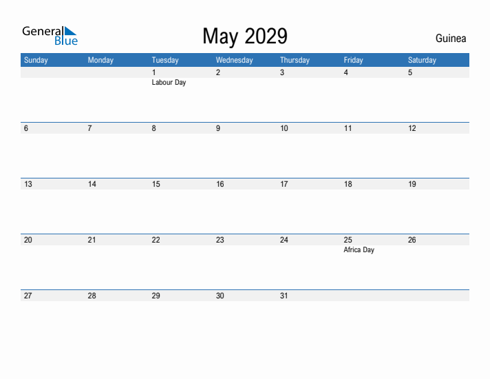 Fillable May 2029 Calendar