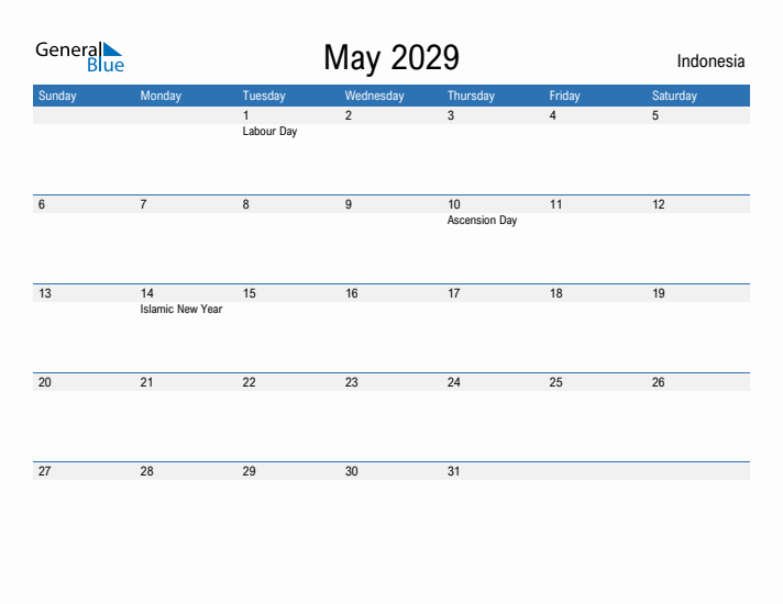 Fillable May 2029 Calendar
