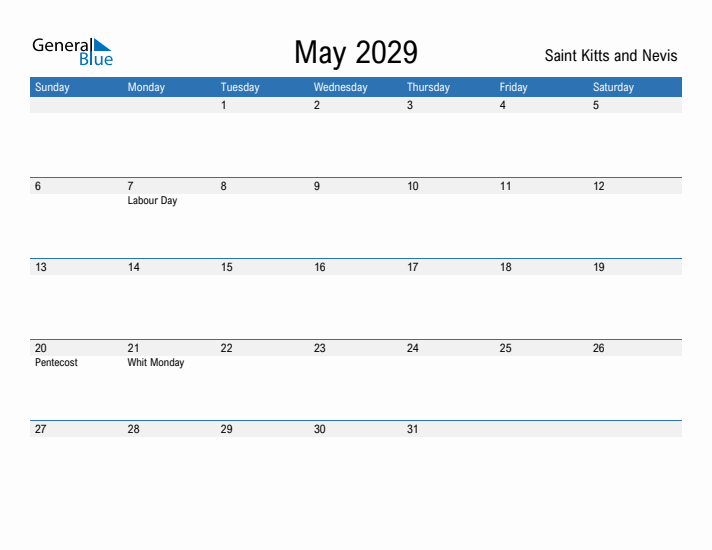 Fillable May 2029 Calendar