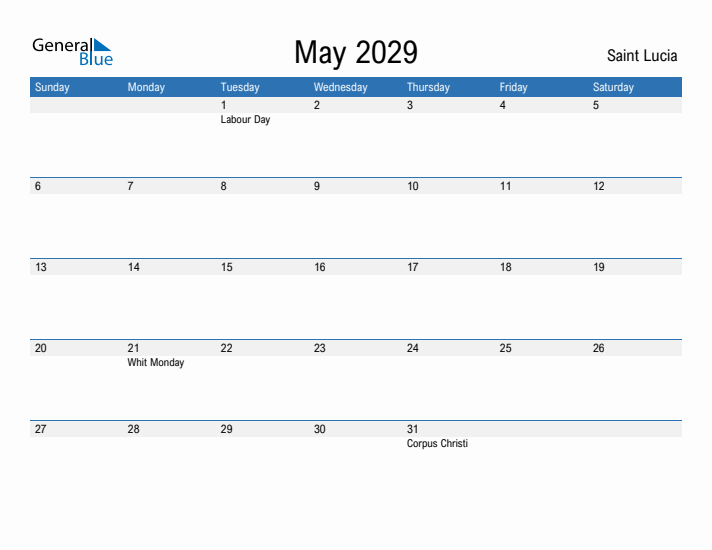 Fillable May 2029 Calendar