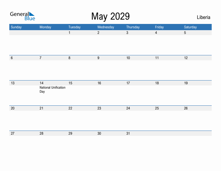 Fillable May 2029 Calendar