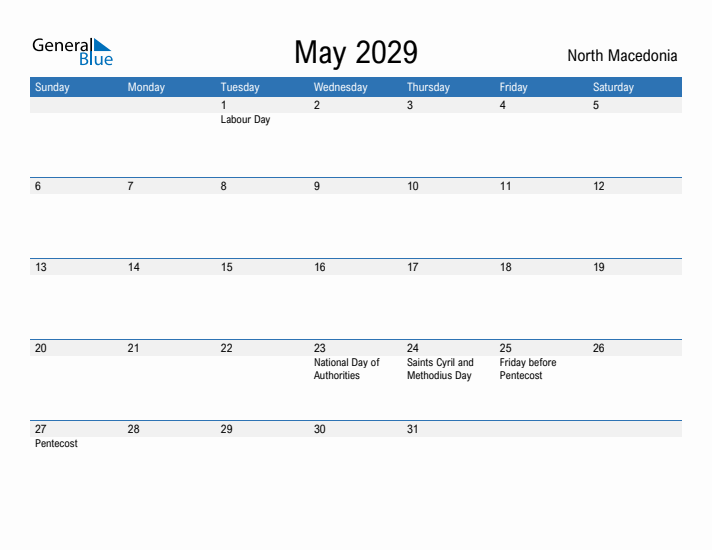 Fillable May 2029 Calendar
