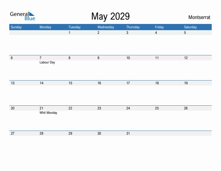 Fillable May 2029 Calendar