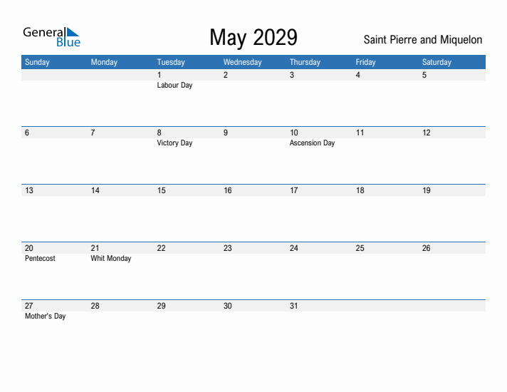 Fillable May 2029 Calendar