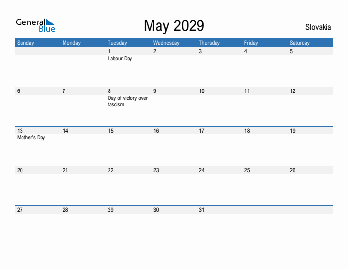 Fillable May 2029 Calendar