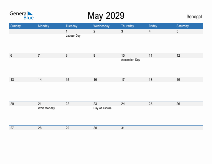 Fillable May 2029 Calendar