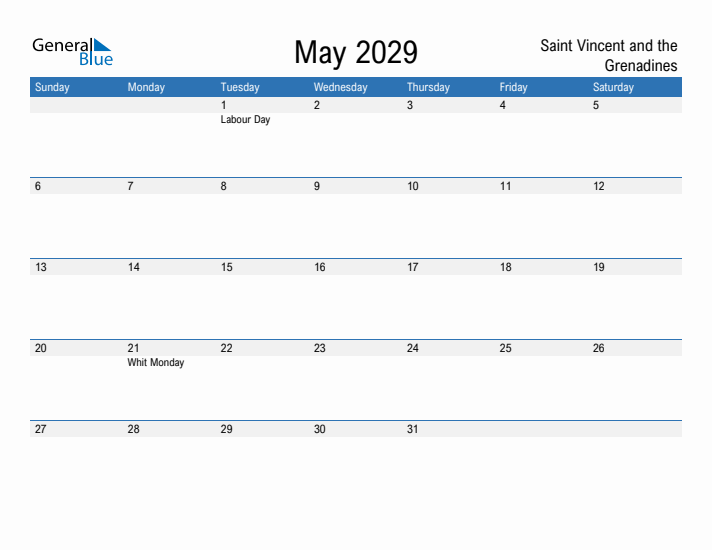 Fillable May 2029 Calendar