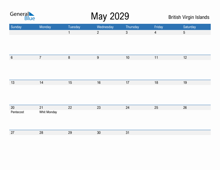 Fillable May 2029 Calendar