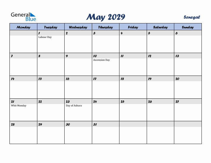 May 2029 Calendar with Holidays in Senegal