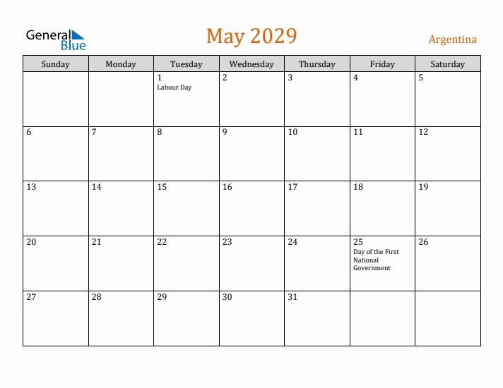 May 2029 Holiday Calendar with Sunday Start