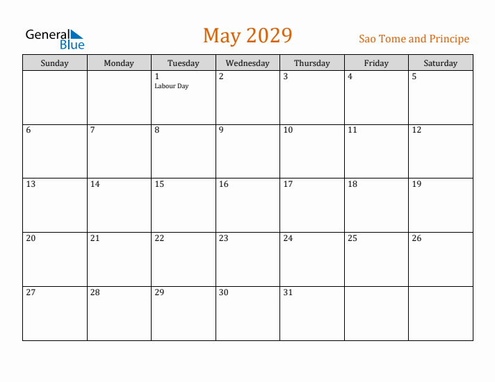 May 2029 Holiday Calendar with Sunday Start