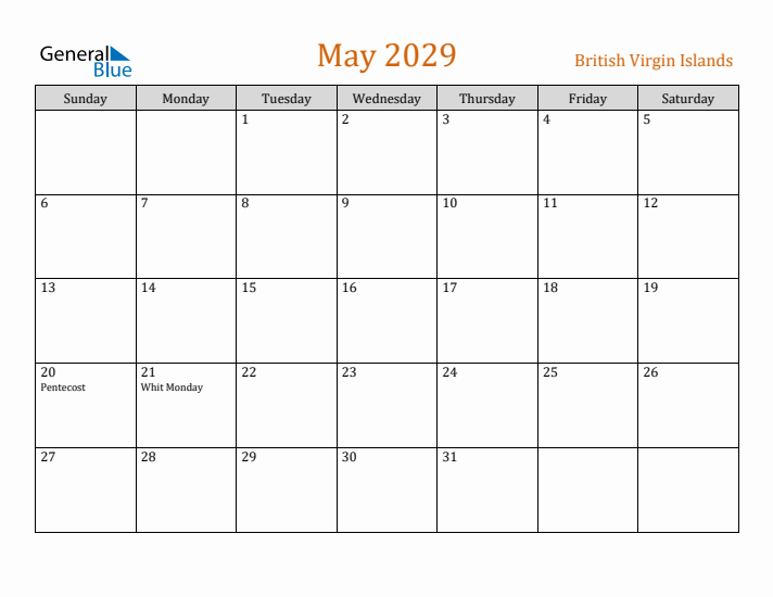 May 2029 Holiday Calendar with Sunday Start