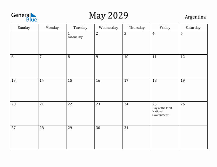 May 2029 Calendar Argentina
